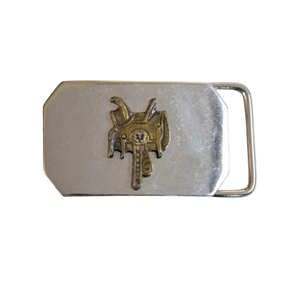 Kids Youth Western Belt Buckles Lot of‎ 3 Made in USA Steer Wagon Saddle Silver